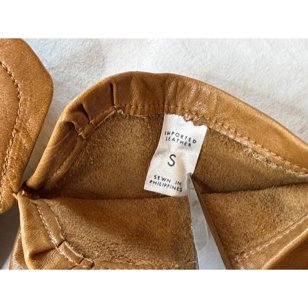 Tan‎ Brown Vtg Leather Gloves Small Classic Three Point Stitching Side Sewn Thin
